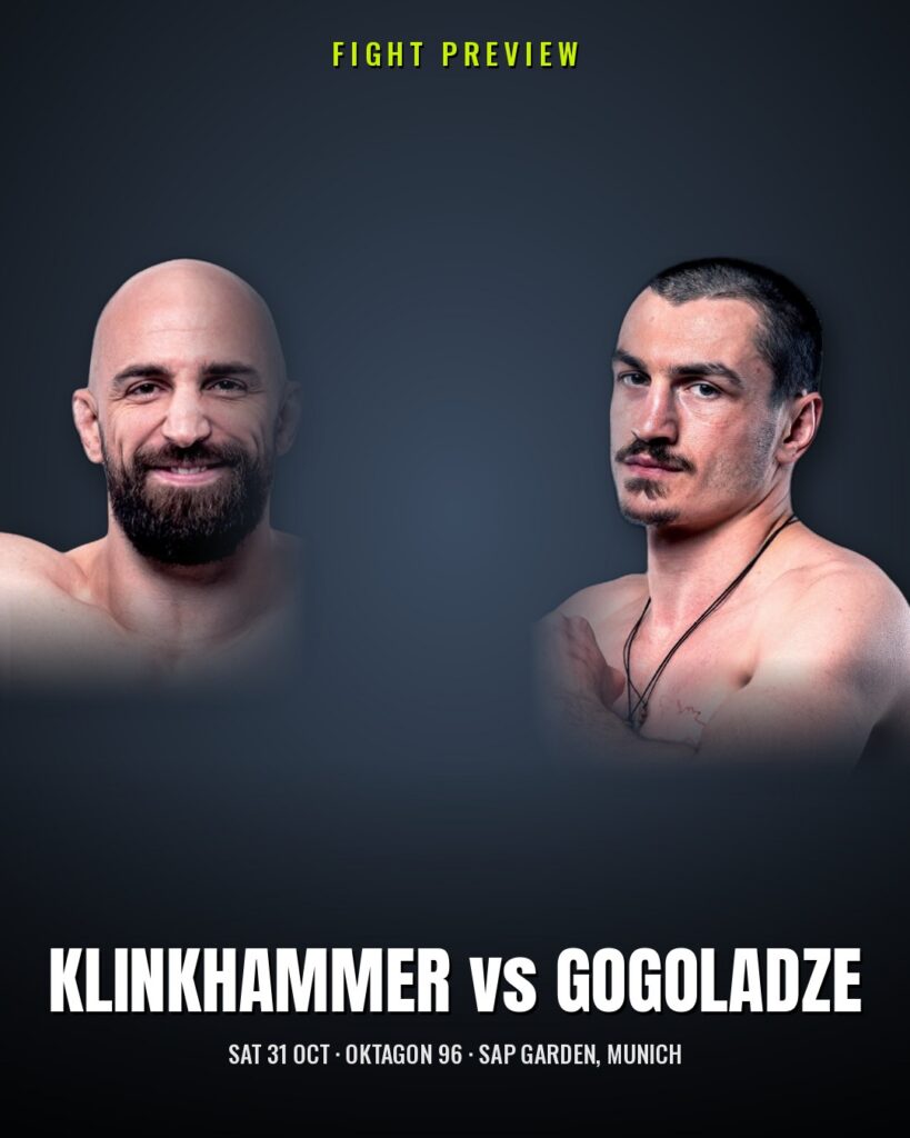 Felix Klinkhammer and Amiran Gogoladze side by side ahead of their OKTAGON 96 welterweight title fight